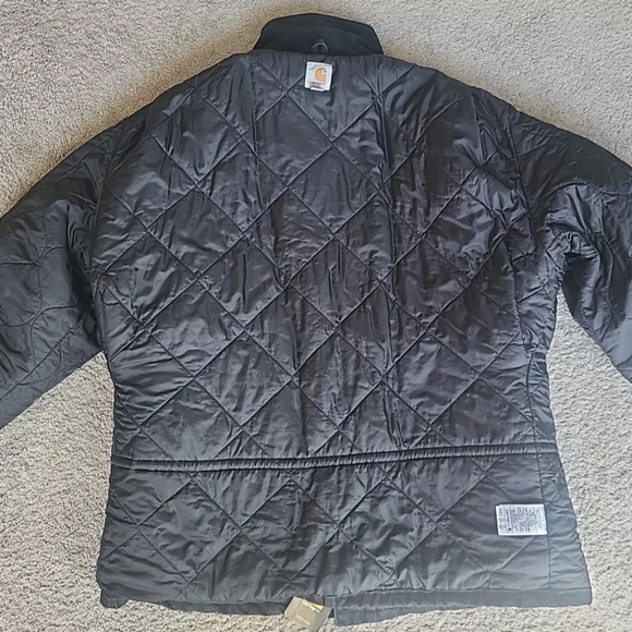 Vtg Carhartt Chore Jacket Men 2XL Tall Black Michigan Barn Work Quilt Lined Flag - Picture 11 of 15